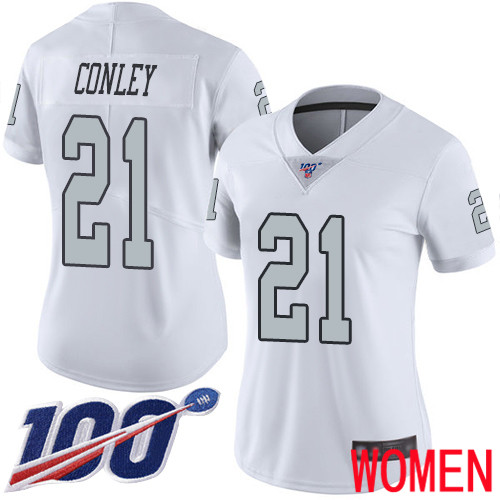 Oakland Raiders Limited White Women Gareon Conley Jersey NFL Football #21 100th Season Rush Vapor Jersey